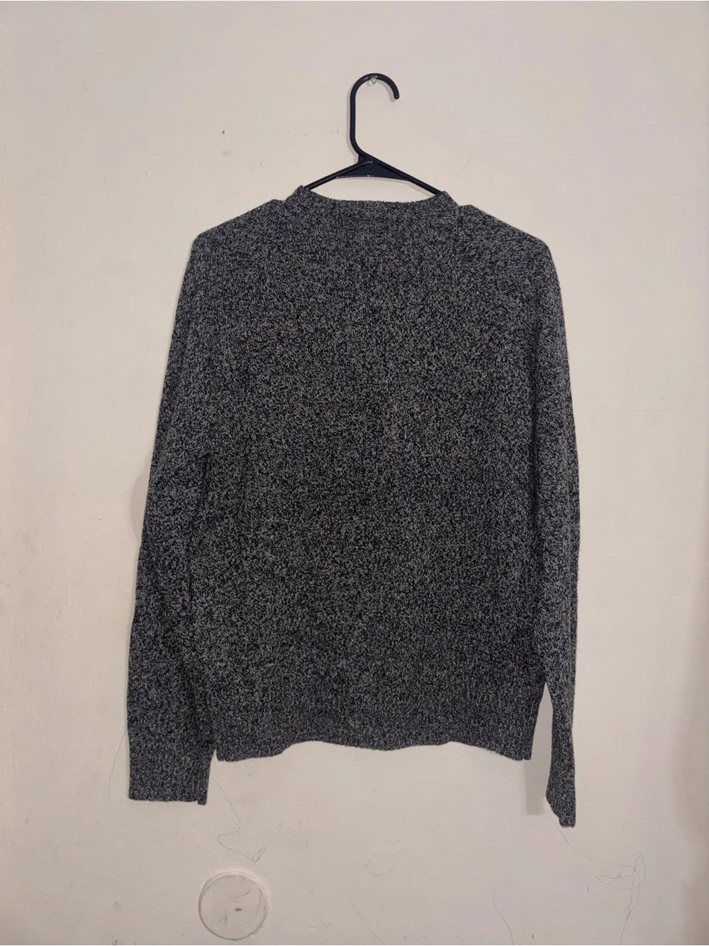 J.Crew 100% Lambswool Pullover Crew Long Sleeve Marled Sweater Black Gray Size S